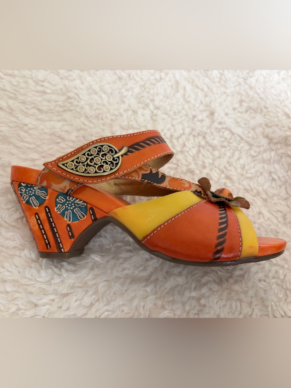 Elite by Corkys Camden Women's Size 8 Orange Multi-Color Leather Sandal